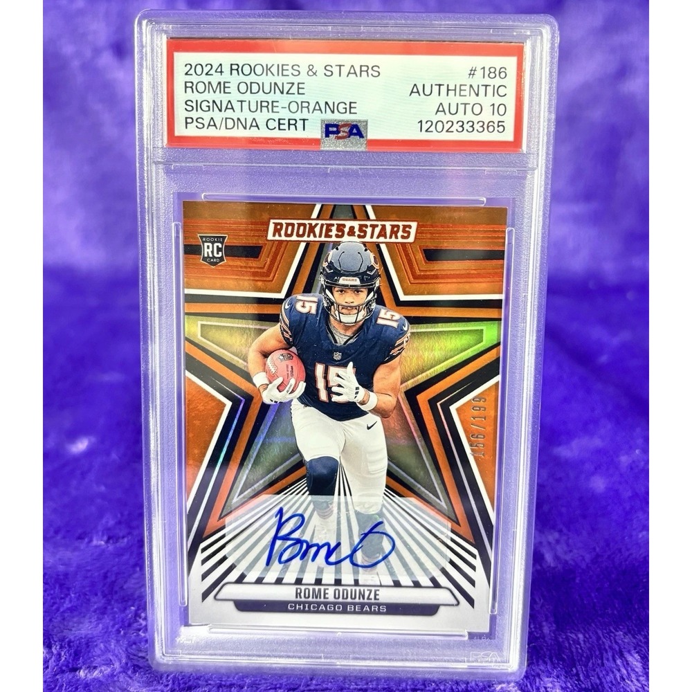 2024 Panini Rookies & Stars Rome Odunze Orange Auto /199 PSA 10 Chicago Bears